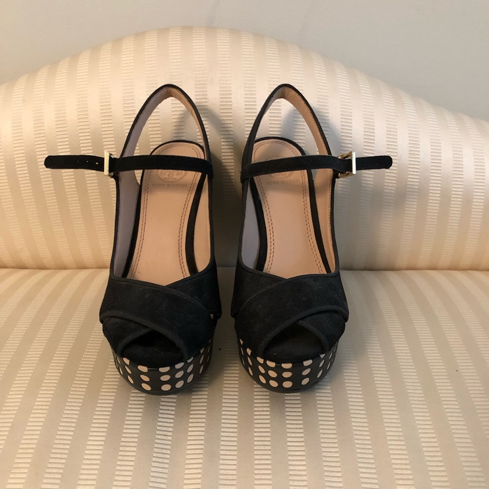 Tory Burch platform wedges, size 5, never worn